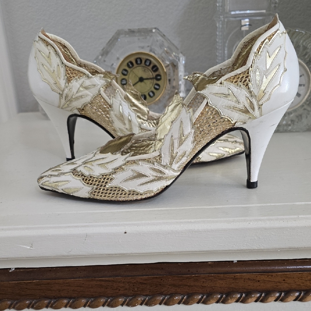 Chic Gold and White Women's Heels
